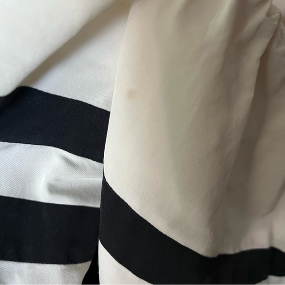 ROSIE ASSOULIN sz S Off Shoulder Balloon Sleeve Top Off White Black Stripe - Picture 16 of 16